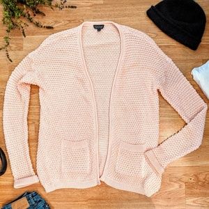 Textured Knit Pastel Pink Cardigan